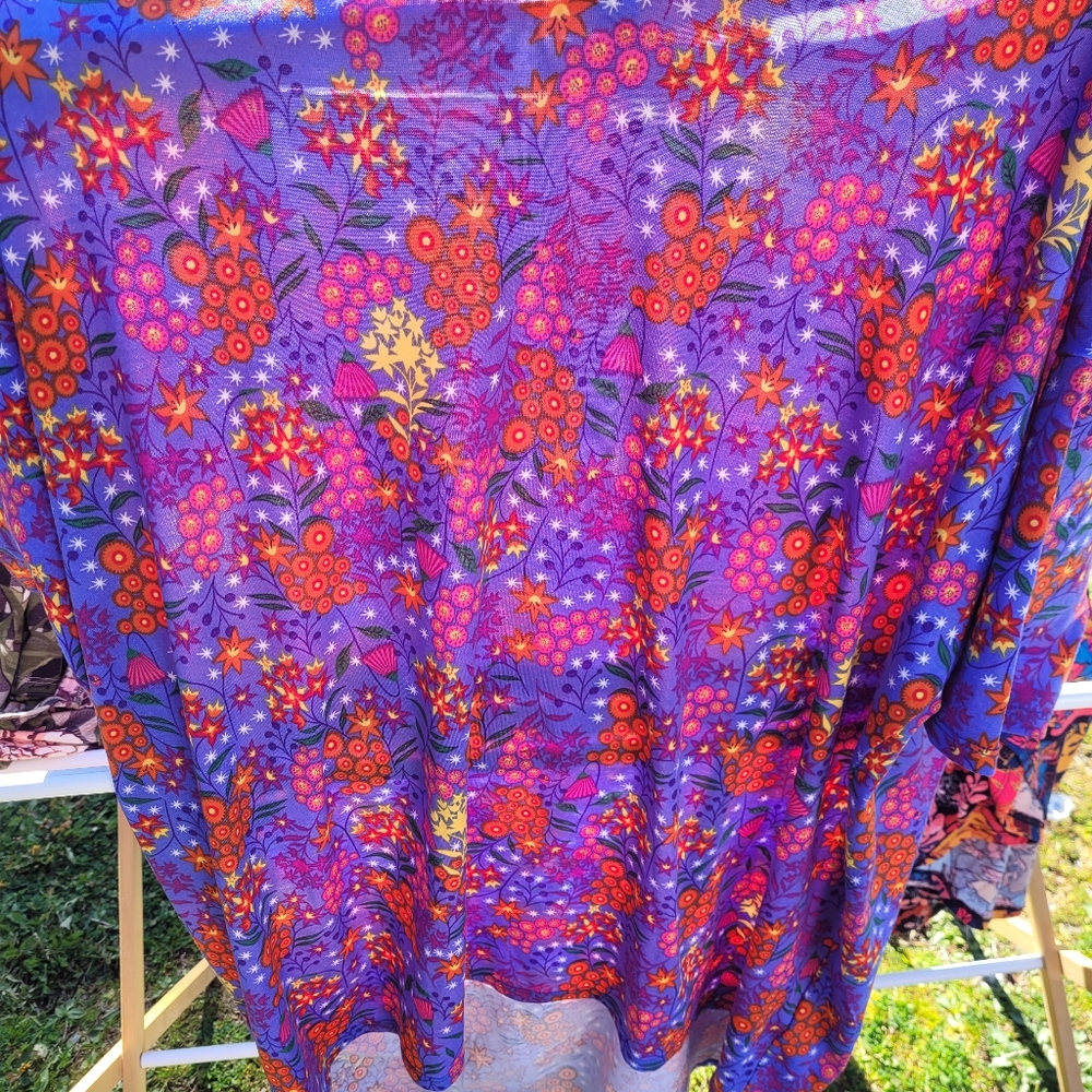 Beautiful EUC Irma Orange and Pink Flowers on a Purple Background